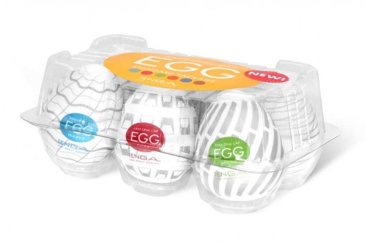 Набор из 6 мастурбаторов Tenga EGG Easy Beat с различным рельефом - Tenga - в Перми купить с доставкой