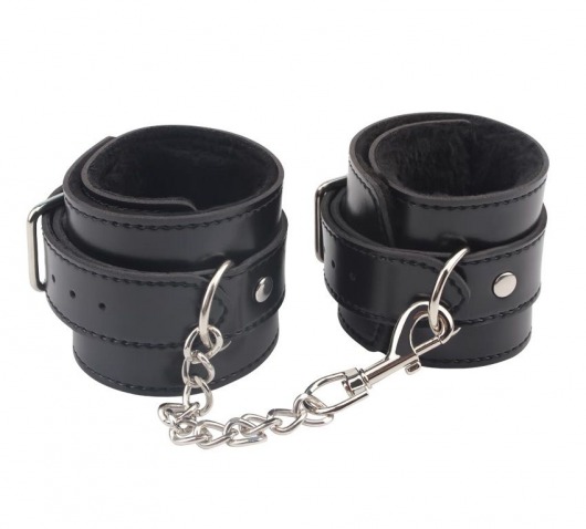 Черные оковы на ноги Obey Me Leather Ankle Cuffs - Chisa - купить с доставкой в Перми