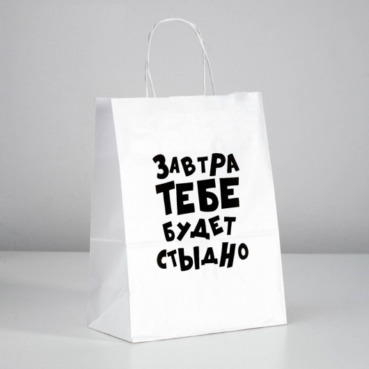 Подарочный пакет  Завтра тебе будет стыдно  - 30 х 24 см. - UPAK LAND - купить с доставкой в Перми