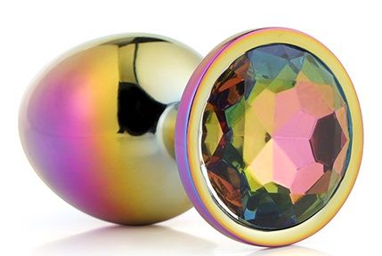 Голографическая анальная втулка с радужным кристаллом - 7,1 см. - Dream Toys - купить с доставкой в Перми