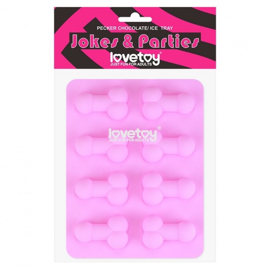 Розовая формочка для льда и шоколада Pecker Chocolate/Ice Tray - Lovetoy - купить с доставкой в Перми