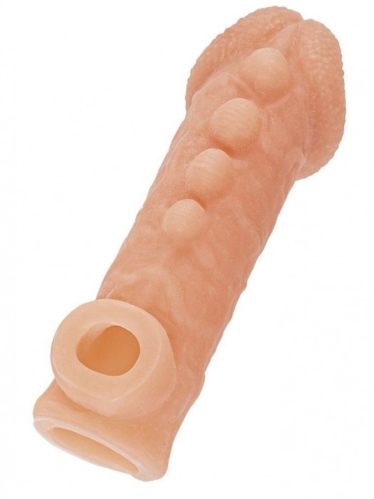 Телесная закрытая насадка с шишечками Cock Sleeve Size S - 13,8 см. - KOKOS - в Перми купить с доставкой