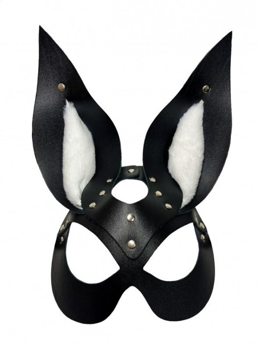 Черная маска зайки с белым мехом на ушках Miss Bunny - БДСМ Арсенал - купить с доставкой в Перми