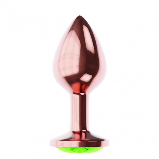 Пробка цвета розового золота с лаймовым кристаллом Diamond Emerald Shine S - 7,2 см. - Lola Games - купить с доставкой в Перми