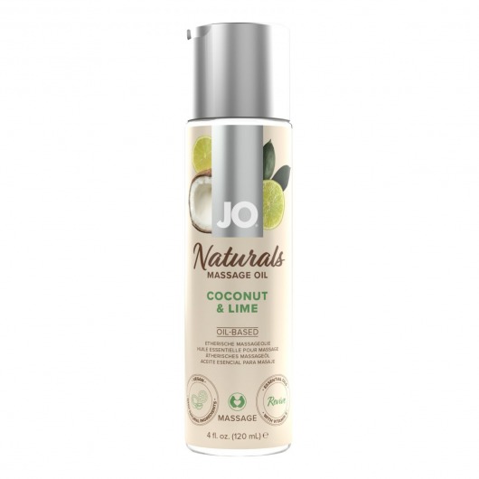 Массажное масло с ароматом кокоса и лайма JO Naturals Coconut   Lime - 120 мл. - System JO - купить с доставкой в Перми