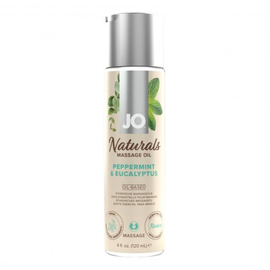 Массажное масло с ароматом перечной мяты и эвкалипта JO Naturals Peppermint   Eucalyptus - 120 мл. - System JO - купить с доставкой в Перми