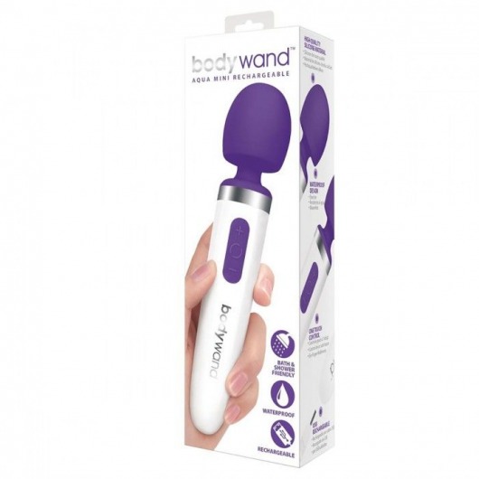 Фиолетово-белый перезаряжаемый жезловый вибратор Aqua Mini Rechargeable - Bodywand