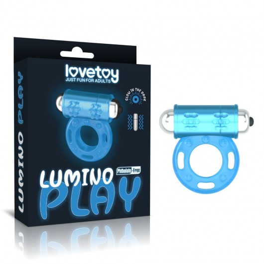 Голубое, светящееся в темноте эрекционное виброкольцо Lumino Play Vibrating Penis Ring - Lovetoy - в Перми купить с доставкой