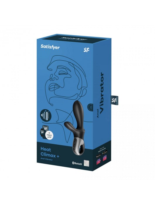 Черный анальный вибратор Heat Climax+ с функцией нагрева - 20,6 см. - Satisfyer - в Перми купить с доставкой