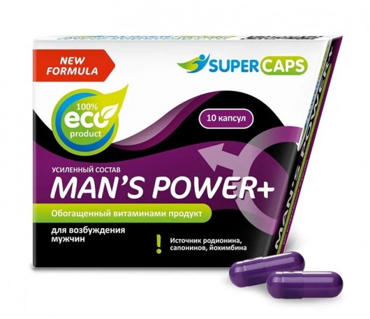 Возбуждающее средство для мужчин Mans Power plus - 10 капсул (0,35 гр.) +1 в подарок - SuperCaps - купить с доставкой в Перми