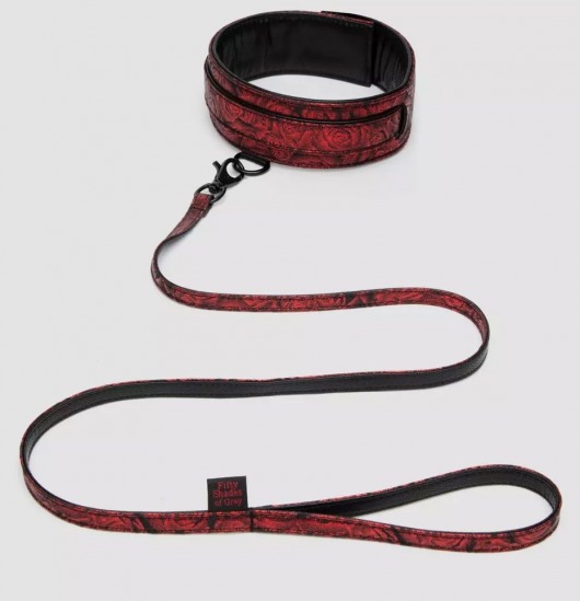 Стильный ошейник с поводком Reversible Faux Leather Collar and Lead - Fifty Shades of Grey - купить с доставкой в Перми