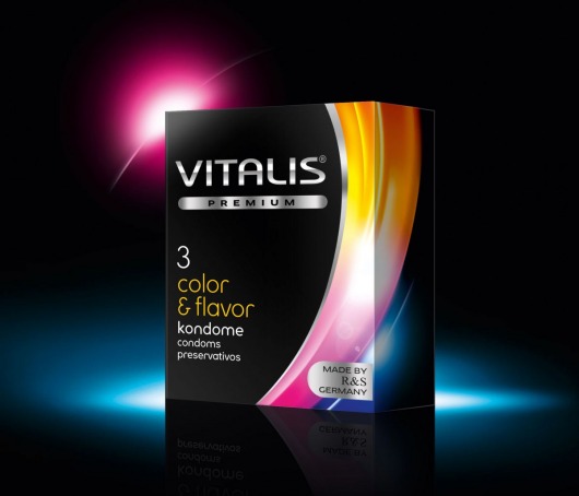 Цветные ароматизированные презервативы VITALIS PREMIUM color   flavor - 3 шт. - Vitalis - купить с доставкой в Перми