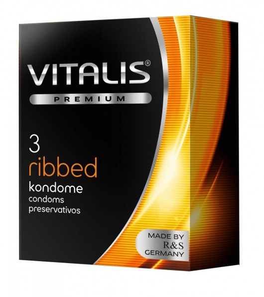 Ребристые презервативы VITALIS PREMIUM ribbed - 3 шт. - Vitalis - купить с доставкой в Перми