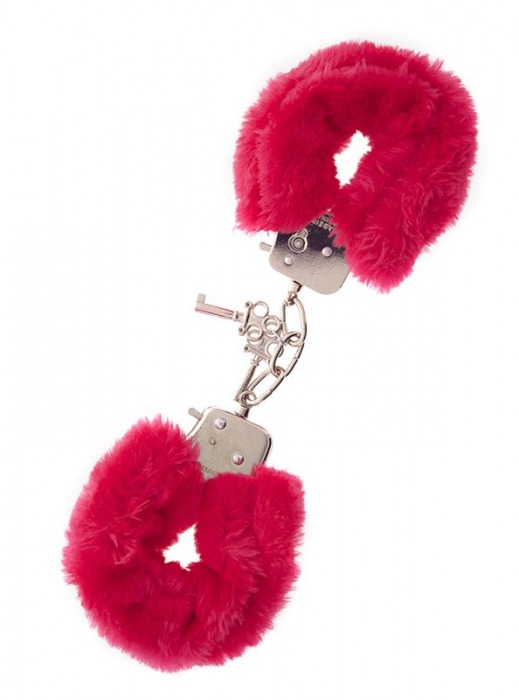 Металлические наручники с красной меховой опушкой METAL HANDCUFF WITH PLUSH RED - Dream Toys - купить с доставкой в Перми