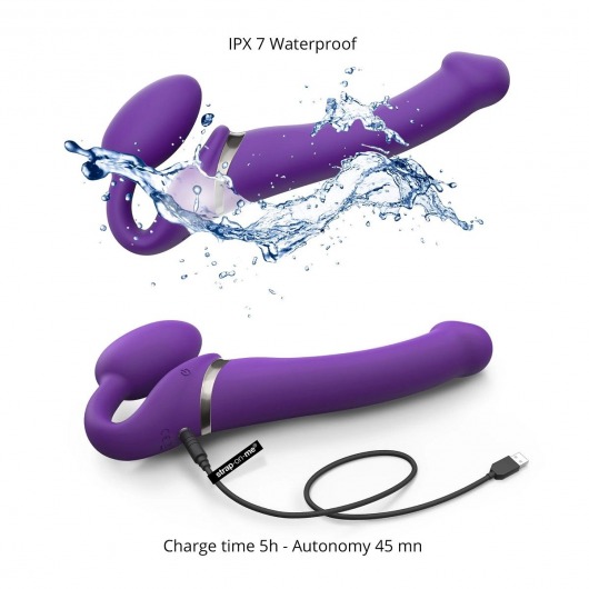 Фиолетовый безремневой вибрострапон Silicone Bendable Strap-On - size XL - Strap-on-me - купить с доставкой в Перми