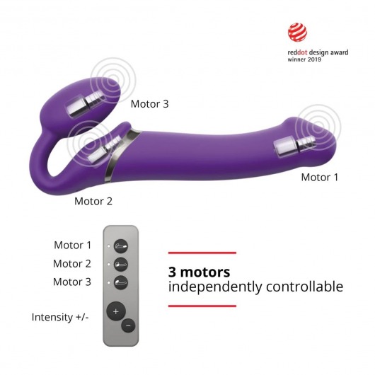 Фиолетовый безремневой вибрострапон Silicone Bendable Strap-On - size XL - Strap-on-me - купить с доставкой в Перми
