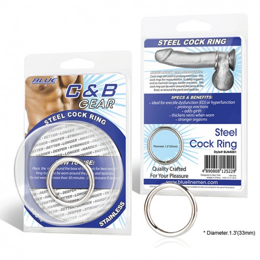 Стальное эрекционное кольцо STEEL COCK RING - 3.5 см. - BlueLine - в Перми купить с доставкой