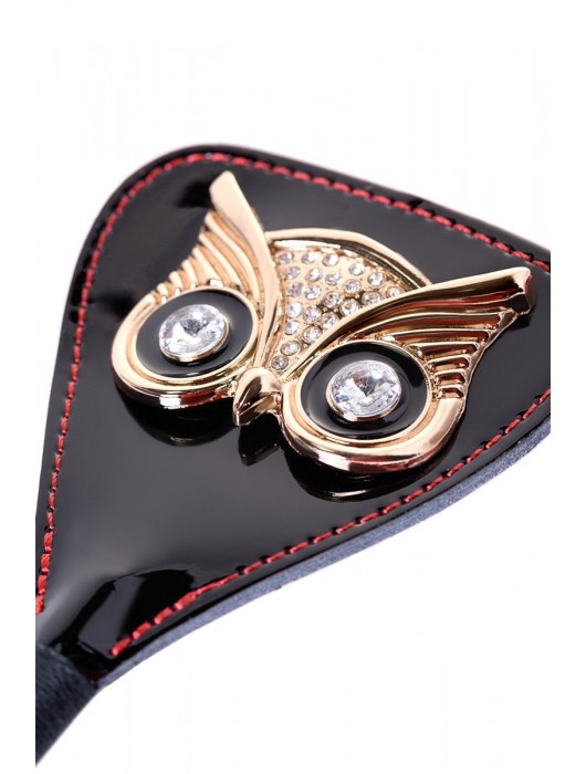 Чёрный стек с совой на кожаном наконечнике - 24 см. - ToyFa - купить с доставкой в Перми