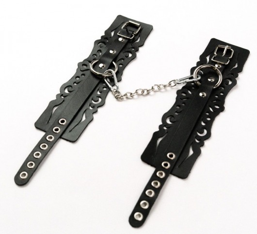 Узорчатые кожаные оковы с регулируемыми ремешками - Crazy Handmade - купить с доставкой в Перми