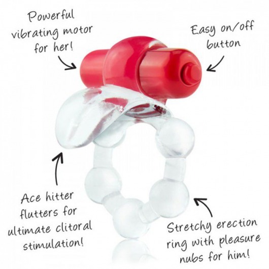 Виброкольцо с язычком и красным виброэлементом Overtime - Screaming O - в Перми купить с доставкой