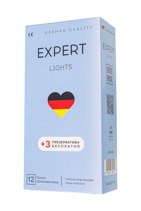 Ультратонкие презервативы EXPERT Lights - 12 шт.(+3 в подарок) - Expert - купить с доставкой в Перми