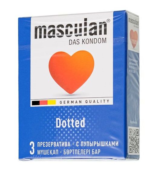 Презервативы с пупырышками Masculan Dotted - 3 шт. - Masculan - купить с доставкой в Перми