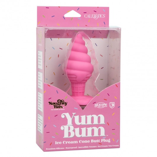 Розовая анальная пробка в виде мороженого Yum Bum Ice Cream Cone Butt Plug - 9,5 см. - California Exotic Novelties