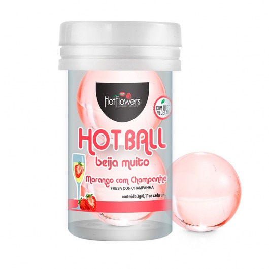 Лубрикант на масляной основе Hot Ball Beija Muito с ароматом клубники и шампанского (2 шарика по 3 гр.) - HotFlowers - купить с доставкой в Перми