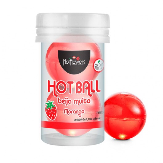 Лубрикант на масляной основе Hot Ball Beija Muito с ароматом клубники (2 шарика по 3 гр.) - HotFlowers - купить с доставкой в Перми