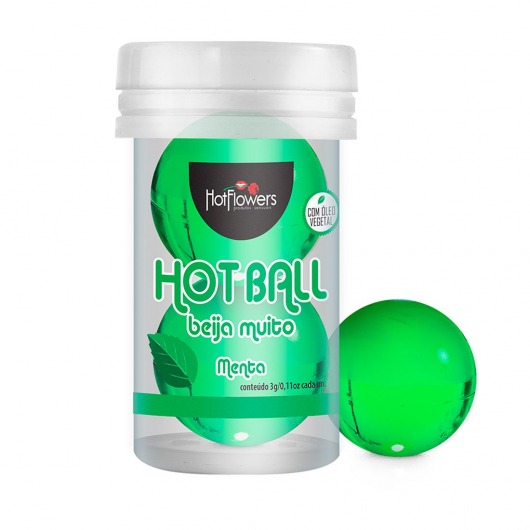 Лубрикант на масляной основе Hot Ball Beija Muito с ароматом мяты (2 шарика по 3 гр.) - HotFlowers - купить с доставкой в Перми