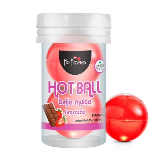 Лубрикант на масляной основе Hot Ball Beija Muito с ароматом шоколада и клубники (2 шарика по 3 гр.) - HotFlowers - купить с доставкой в Перми