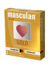 Презервативы Masculan Ultra Gold с золотым напылением и ароматом ванили - 3 шт. - Masculan - купить с доставкой в Перми