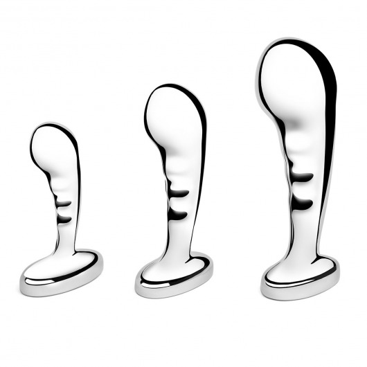 Набор из 3 стальных стимуляторов простаты Stainless Steel P-spot Training Set - b-Vibe - в Перми купить с доставкой