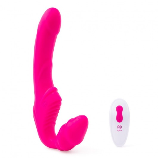 Розовый безремневой страпон на радиоуправлении Strapless Together - 22 см. - Together Toy - купить с доставкой в Перми