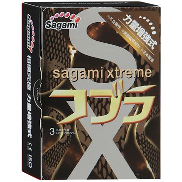 Суженные к основанию презервативы Sagami Xtreme COBRA - 3 шт. - Sagami - купить с доставкой в Перми