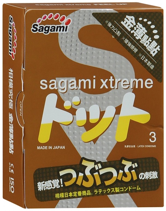 Презервативы Sagami Xtreme FEEL UP с точечной текстурой и линиями прилегания - 3 шт. - Sagami - купить с доставкой в Перми