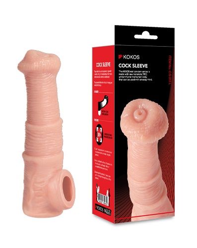 Телесная фантазийная насадка на член Cock Sleeve Size M - KOKOS - в Перми купить с доставкой