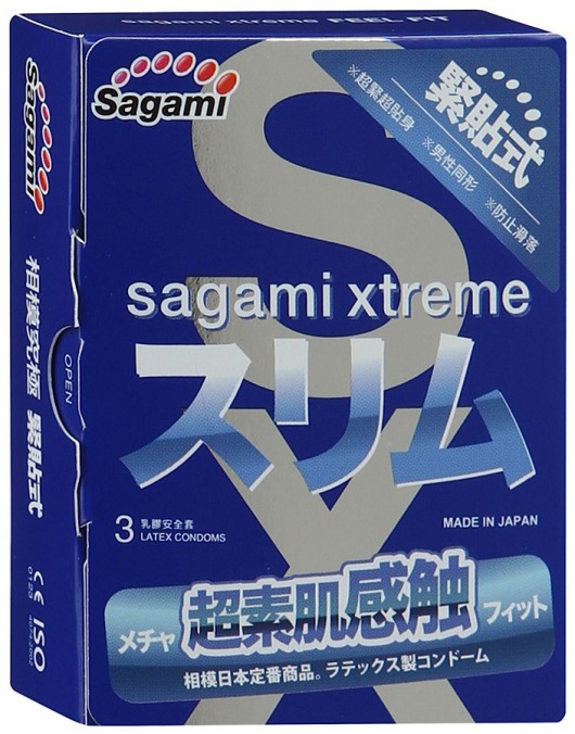 Розовые презервативы Sagami Xtreme FEEL FIT 3D - 3 шт. - Sagami - купить с доставкой в Перми