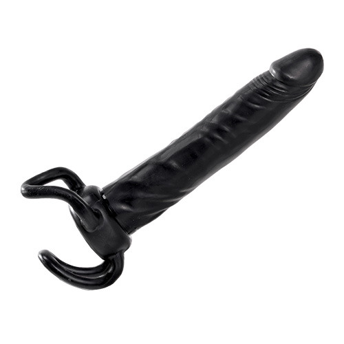 Чёрная насадка-фаллос для двойного проникновения INFLATABLE DILDO SLIM DONG  - 13,5 см. - Toyz4lovers - в Перми купить с доставкой