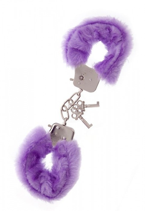 Фиолетовые меховые наручники METAL HANDCUFF WITH PLUSH LAVENDER - Dream Toys - купить с доставкой в Перми