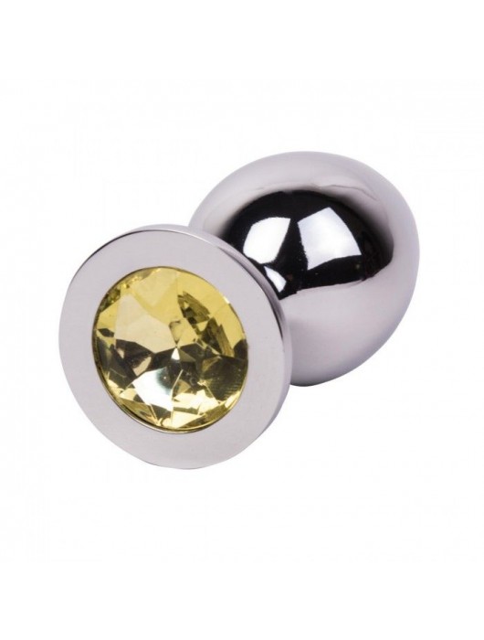 Большой стальной плаг с желтым кристаллом Sweet Lemon - 9,5 см. - Erotic Fantasy - купить с доставкой в Перми