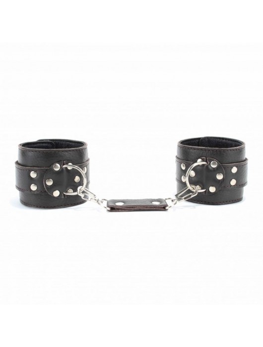 Коричневые оковы из мягкой кожи на металлической цепочке - БДСМ Арсенал - купить с доставкой в Перми