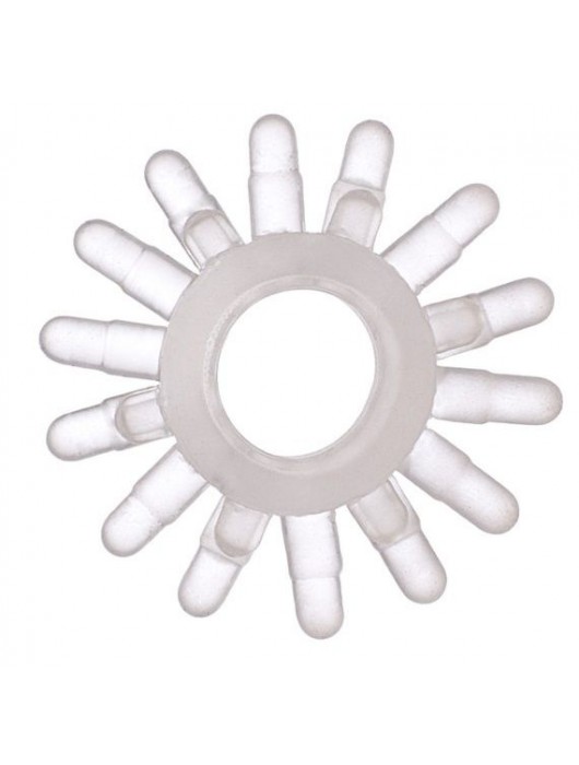 Прозрачное гелевое эрекционное кольцо с шипиками - Toyfa Basic - в Перми купить с доставкой