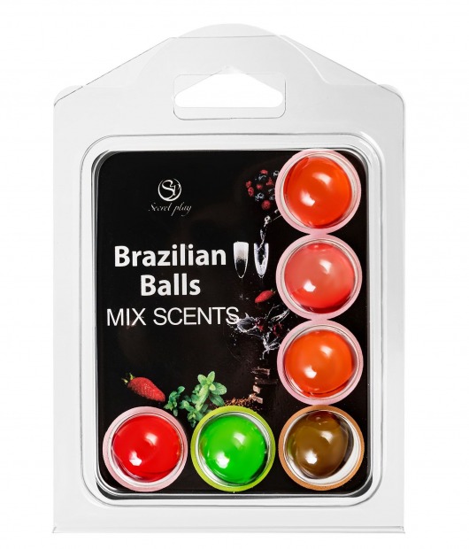 Набор из 6 шариков с ароматизированными массажными маслами Brazilian Balls - Secret Play - купить с доставкой в Перми