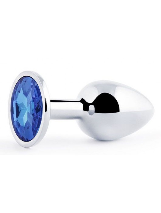 Анальное украшение BUTT PLUG  Small с синим кристаллом - 7 см. - Anal Jewelry Plug - купить с доставкой в Перми