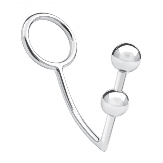 Кольцо на пенис с анальным стимулятором Two Bead Stainless Steel Anal Hook   Cock Ring - BlueLine - в Перми купить с доставкой