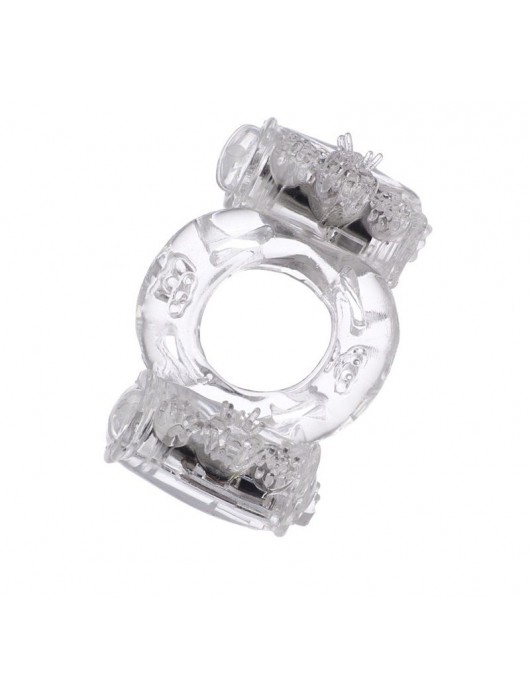 Прозрачное виброкольцо с двумя вибропульками - Toyfa Basic - в Перми купить с доставкой