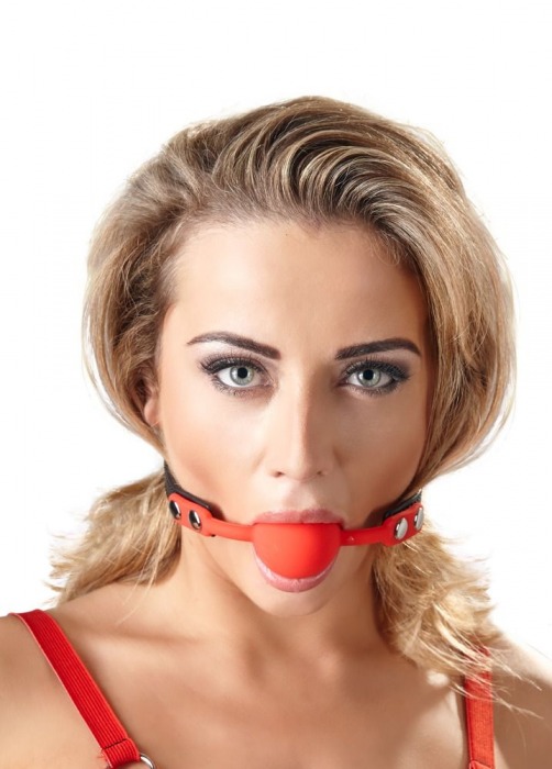 Силиконовый кляп-шар на чёрных ремешках Red Gag silicone - Orion - купить с доставкой в Перми