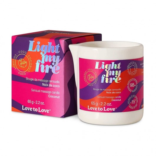 Массажная свеча Light My Fire Coconut с ароматом кокоса - 65 гр. - Love to Love - купить с доставкой в Перми