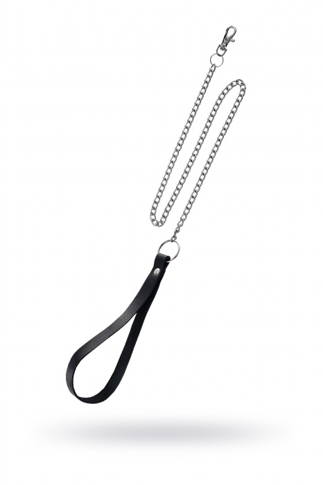Поводок с ручкой из черной натуральной кожи и карабином для ошейника - Pecado - купить с доставкой в Перми